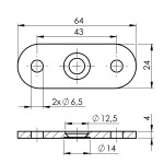 Edelstahl V2A Trägeplatte Anschraubplatte -FLACH- Handlauf für Vierkantrohre 