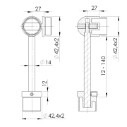 Edelstahl Handlaufstütze -STARR- 42,4 x 2 höhenverstellbar V2A, Kugelring Ø42