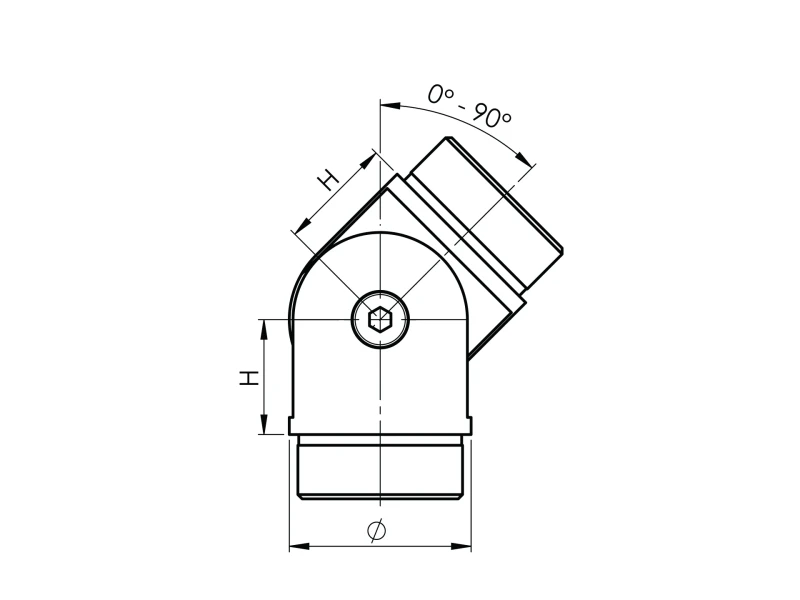 V2A Gelenkecke, Steckfitting 0° - 90° für Rohr 42,4 x 2