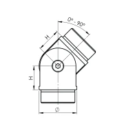 V2A Gelenkecke, Steckfitting 0° - 90° für Rohr 42,4 x 2